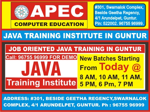 Java Programming Training Institute in guntur @ APEC COMPUTER EDUCATION