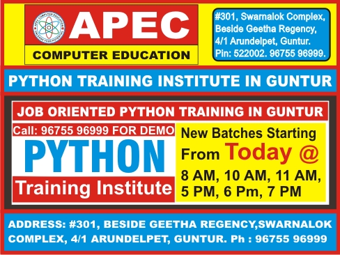 Python Programming Training Institute in guntur @ APEC COMPUTER EDUCATION