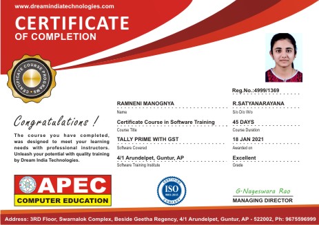 Tally Certification Course in Guntur - APEC Computer Education